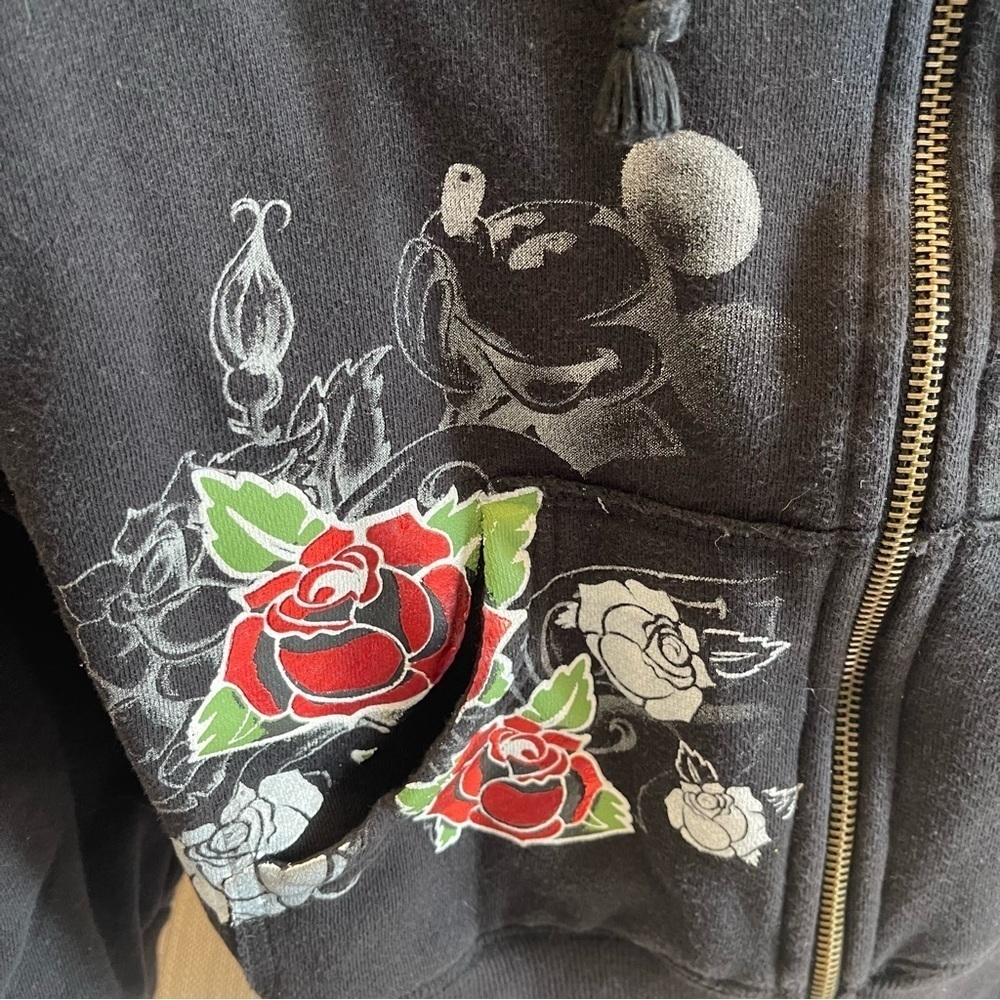 U:  Disney Parks Cropped Hoodie Women's S Full Zip Cotton Blend Graphic Print - Picture 5 of 11